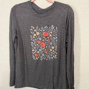 Charcoal Floral Long Sleeve Tee